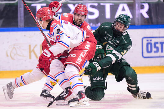 Timrås Emil Pettersson och Färjestads Samuel Eriksson