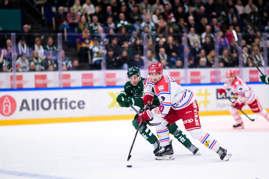 Färjestads Viktor Lodin och Timrås David Lilja