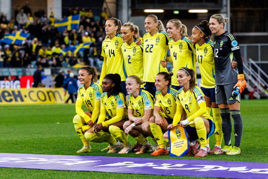 The starting eleven of Sweden pose for a photo