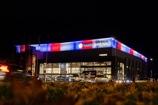 Exteriör vy av Saab Arena