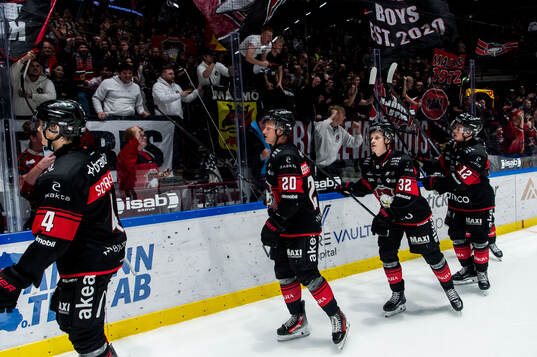 Malmö Redhawks spelare och supportrar jublar