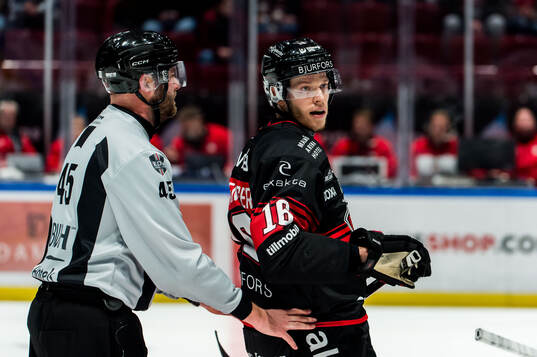 Linjedomare Andréas Svensson och Malmö Redhawks
