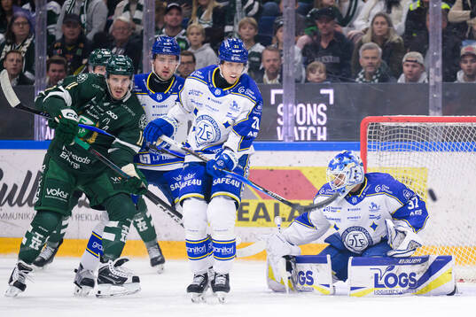 Färjestads Joakim Nygård och Leksands Fred Nilsson,