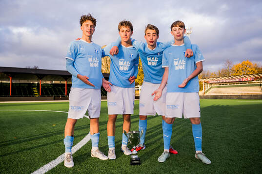 Malmö FFs Milo Einarsson, Oskar Åkewall, Sebastian
