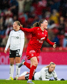 Signe Gaupset of Brann celebrates
