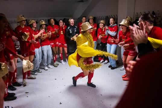 Cecilie Redisch Kvamme of Brann celebrates