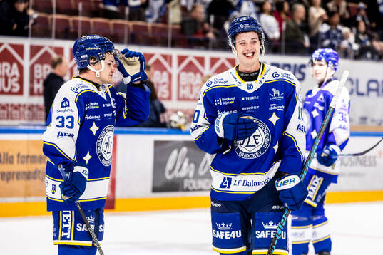Leksands Olle Strandell och Leksands Anton Johansson jublar