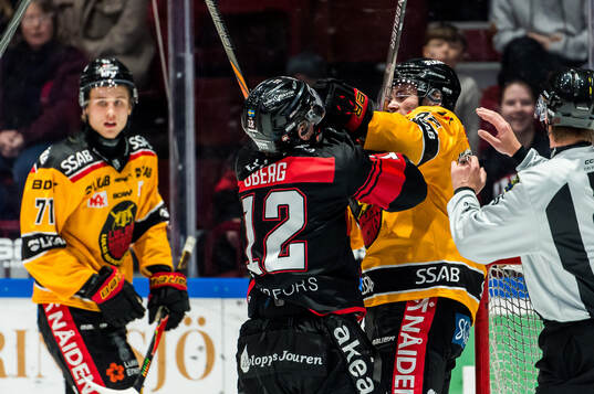 Malmö Redhawks Linus Öberg och Luleås Oscar Engsund