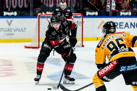 Malmö Redhawks Topi Niemelä och Luleås Pontus Andreasson