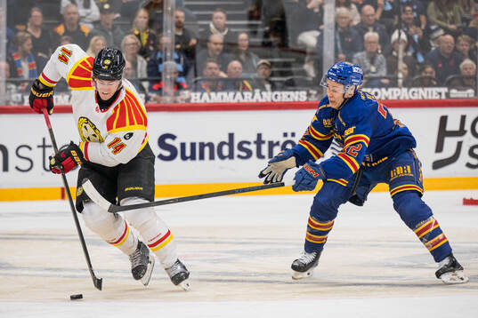 Brynäs Robert Hägg och Djurgårdens Jesse Ylönen