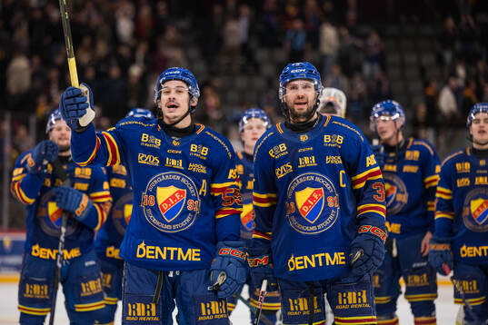Djurgårdens Charles Hudon och Marcus Krüger jublar