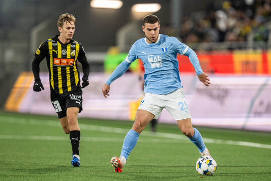 Häckens Pontus Dahbo och Malmö FFs Gabriel Busanello