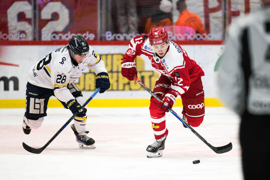 Timrås Linus Eriksson och HV71s Justin Glenn Kloos