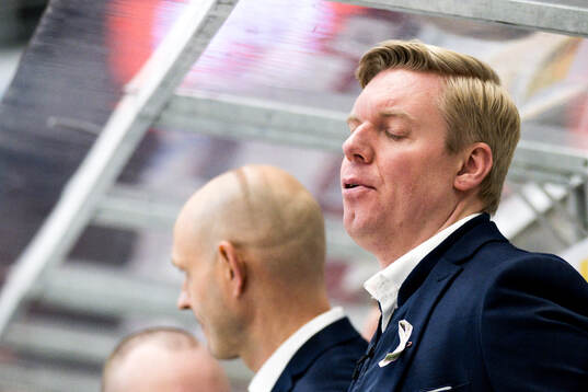 HV71s tränare Anton Blomqvist deppar