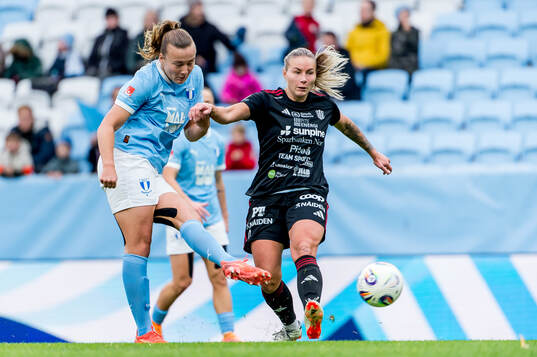 Malmö FFs Sara Kanutte Sørensen Fornes och Piteås Selina