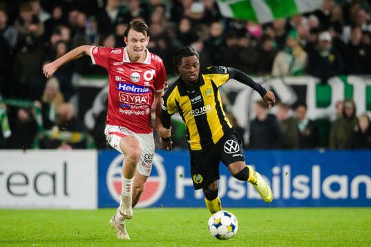 Degerfors Kazper Karlsson och Hammarbys Moise Elohim