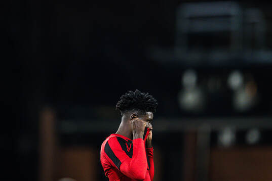 Courage Otokwefor of Brommapojkarna looks dejected
