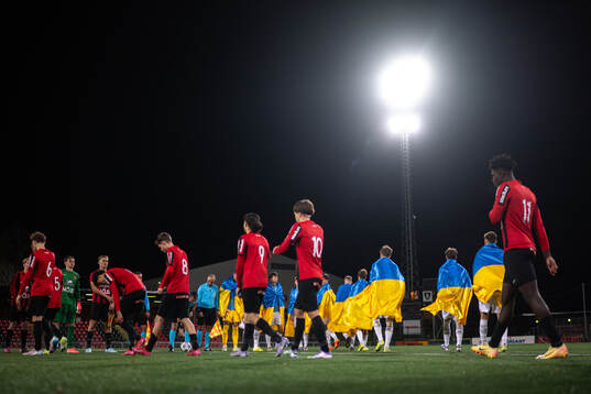 The players enters the pitch