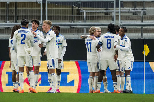 Sebastian Nanasi and Julio Enisco of Strasbourg celebrate