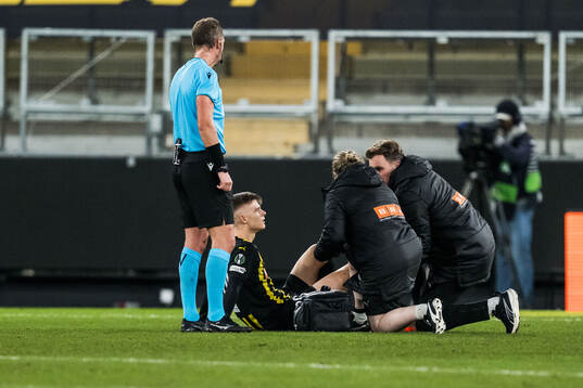 Adrian Svanbäck of Häcken receives medical attention