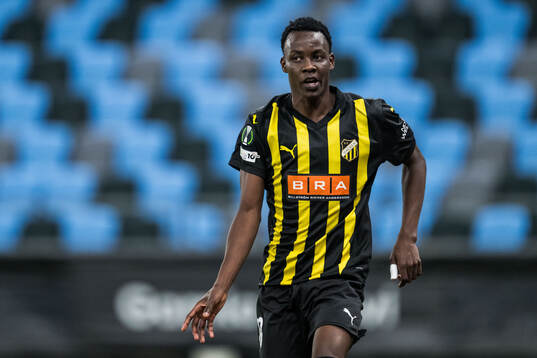 John Paul Dembe of Häcken celebrates