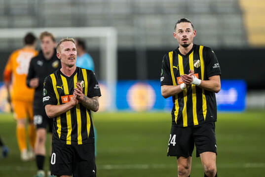 Mikkel Rygaard Jensen and Amor Layouni of Häcken