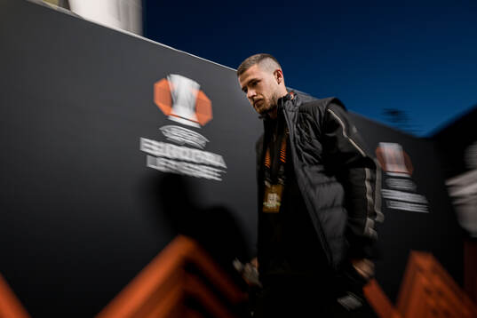 Gabriel Busanello of Malmö FF arrives at the stadium