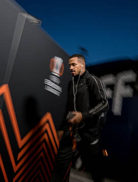 Martin Olsson of Malmö FF arrives at the stadium