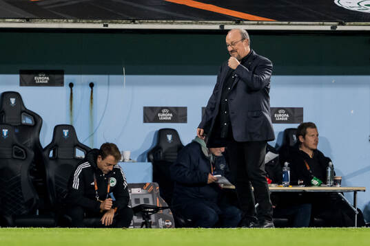 Head coach Rafael Benitez of Panathinaikos looks dejected