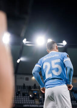 Gabriel Busanello of Malmö FF ahead ofof the UEFA Europa