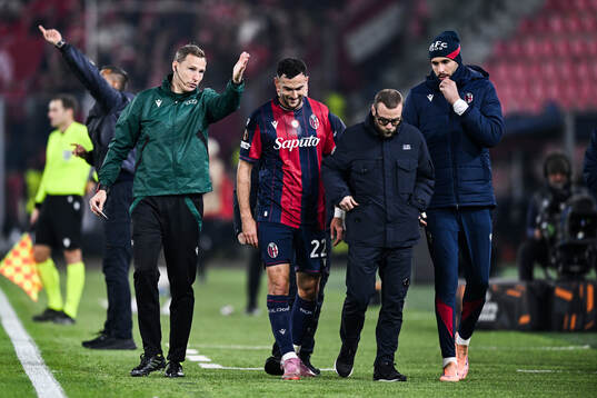 Charalampos Lykogiannis of Bologna leaves the pitch