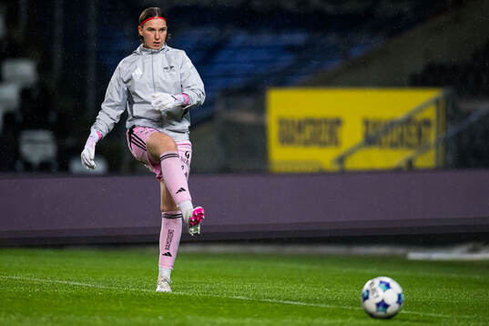 Goalkeeper Lene Christensen of Rosenborg warms up