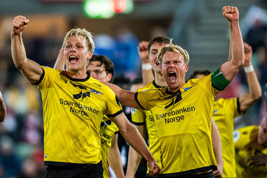 Håkon Holmefjord Lorentzen of Start celebrates