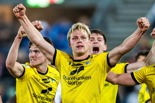 Håkon Holmefjord Lorentzen of Start celebrates