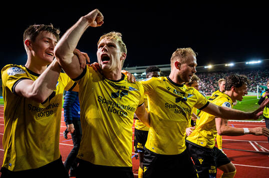Håkon Holmefjord Lorentzen of Start celebrates