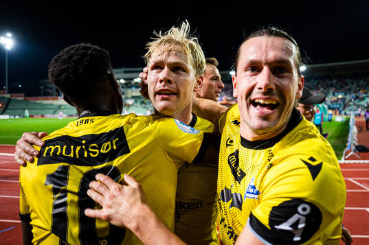 Håkon Holmefjord Lorentzen of Start celebrates