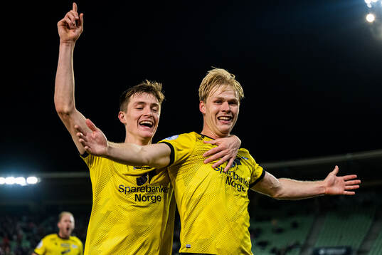 Håkon Holmefjord Lorentzen of Start celebrates