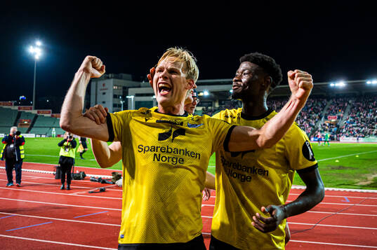 Håkon Holmefjord Lorentzen of Start celebrates