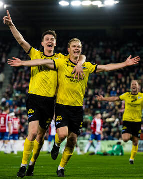 Håkon Holmefjord Lorentzen of Start celebrates