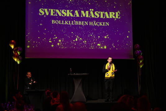 Häckens fotbollschef Martin Ericsson på guldbanketten