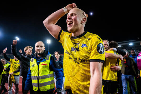 John Olav Norheim of Start celebrates promotion to the