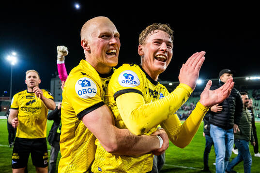 John Olav Norheim of Start celebrates promotion to the