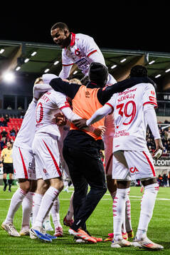 Degerfors Marcus Rafferty jublar och Daniel Sundgren, Leon