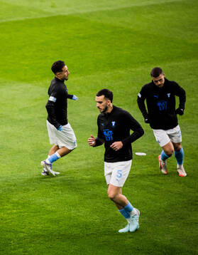 Malmö FFs Adrian Skogmar, Andrej Djuric och Gabriel