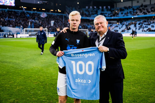 Malmö FFs Otto Rosengren uppmärksammas för 100 spelade