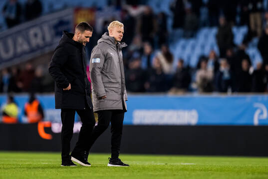 Malmö FFs huvudtränare Anes Mravac och Otto Rosengren
