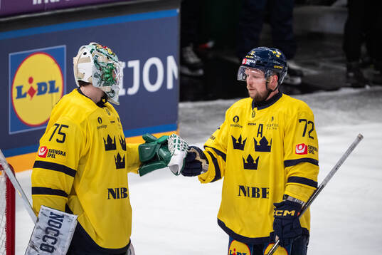 Arvid Holm and Tim Heed of Sweden celebrate