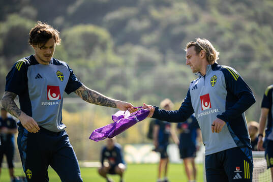 Victor Nilsson Lindelöf and Emil Forsberg of the Swedish