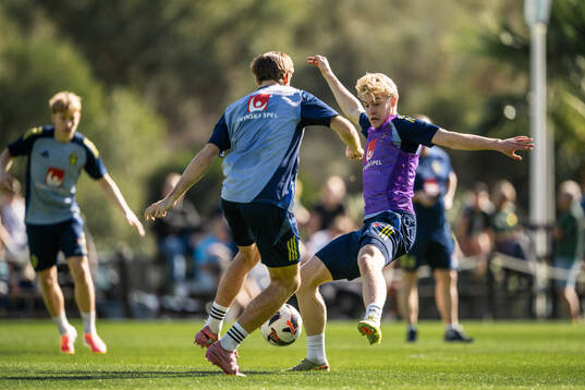 Lucas Bergvall of the Swedish national football team