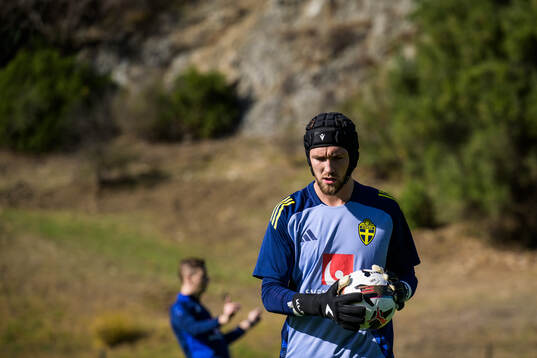 Goalkeeper Noel Törnqvist of the Swedish national football